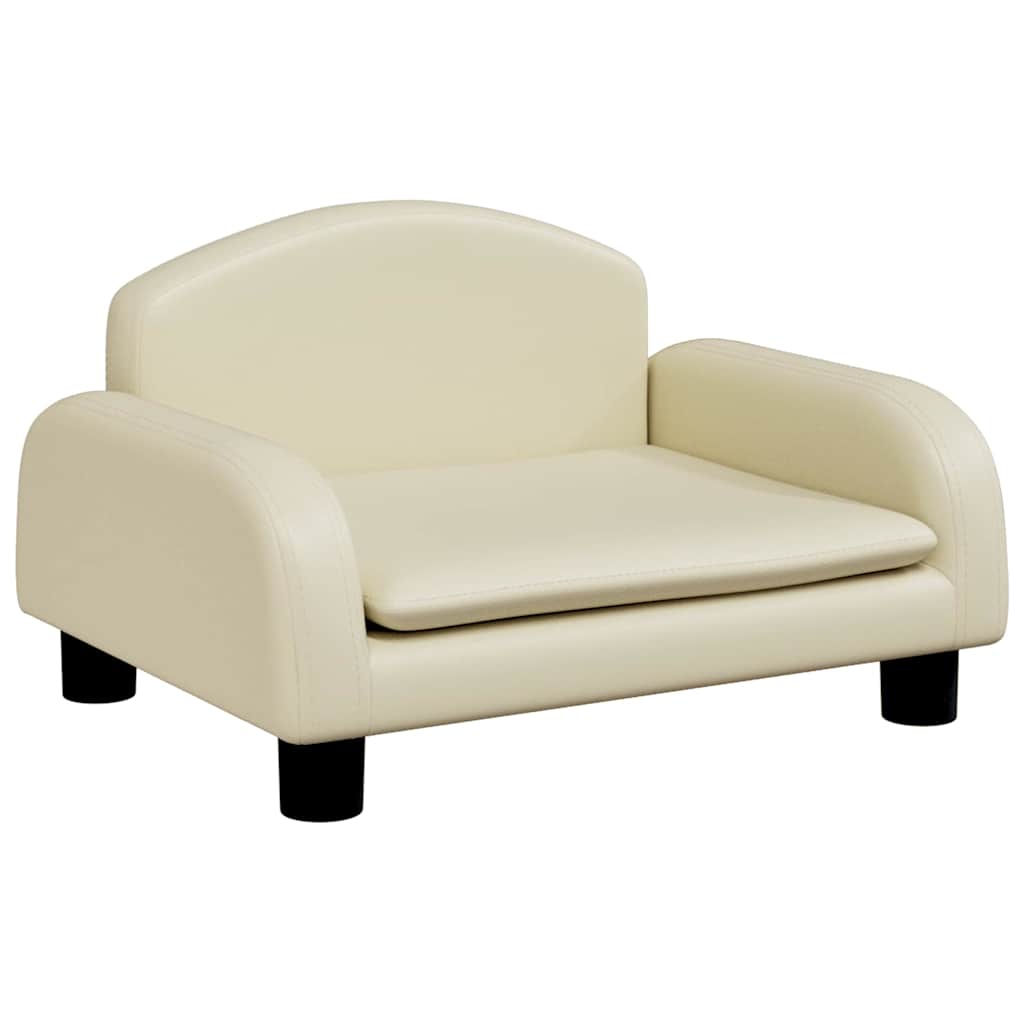 VidaXL Hundebett 50x40x30 cm Kunstleder Cremefarben