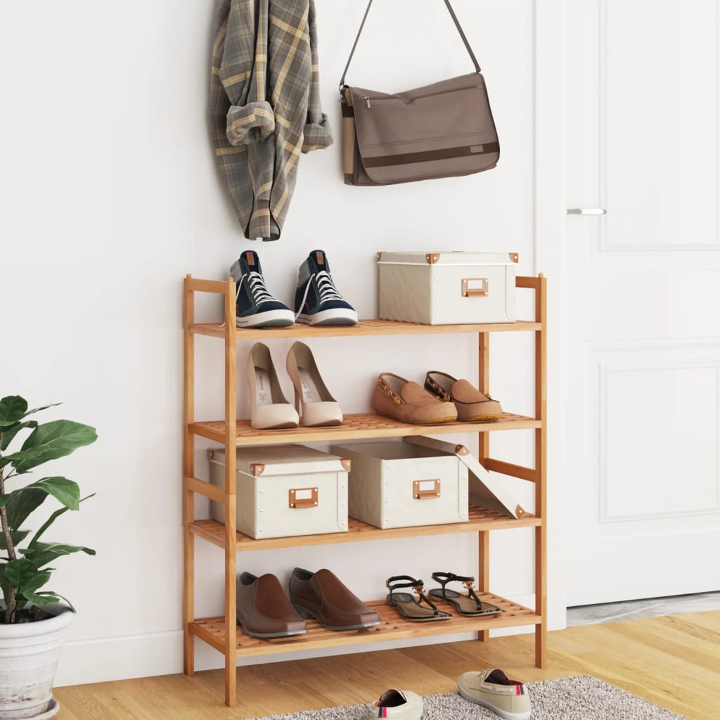 VidaXL Schuhregale, 2 Stück, 69 x 27 x 41 cm, Massivholz Walnuss