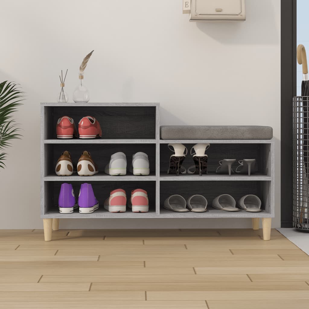 VIDAXL -Schuhschrank 102x36x60 cm eigentiertes Holz Sonoma Grey