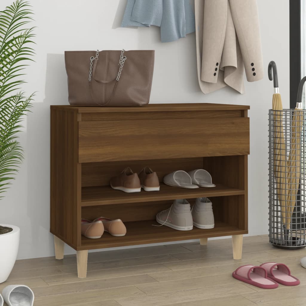VidaXL Schuhschrank 70x36x60 cm verarbeitete Holzbraune Eiche Farbe
