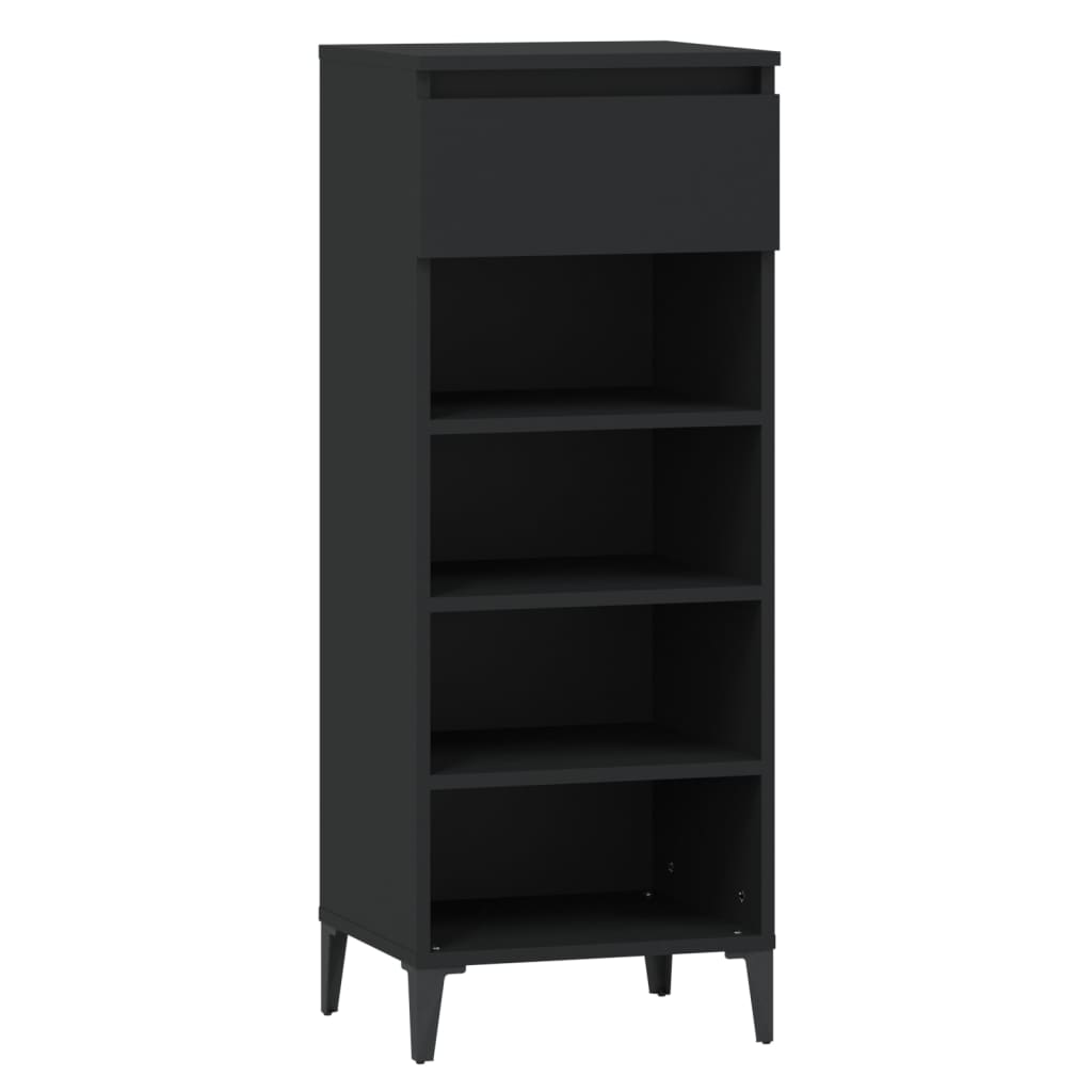 VIDAXL -Schuhregal 40x36x105 cm lackiertes Holz schwarz schwarz