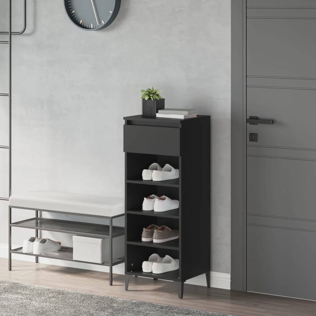 VIDAXL -Schuhregal 40x36x105 cm lackiertes Holz schwarz schwarz