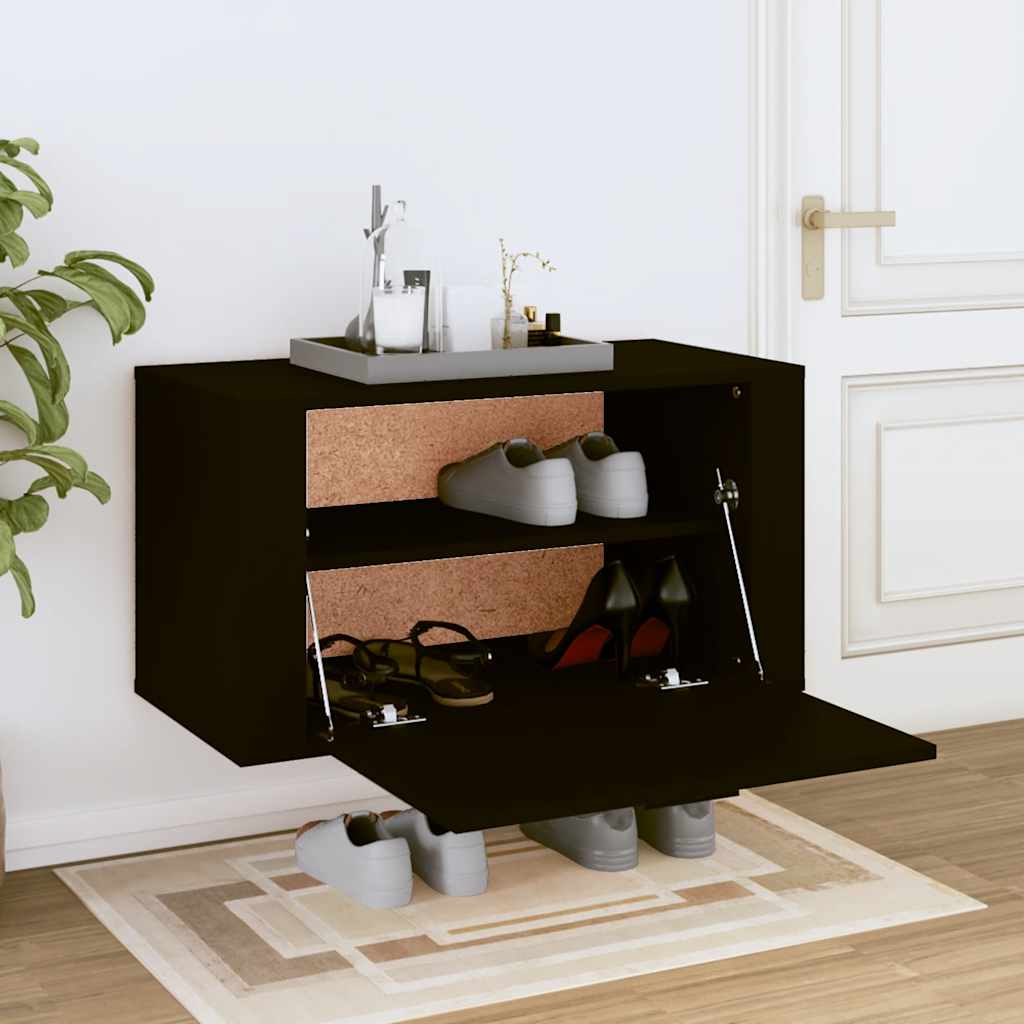 VidaXL Wandschuhschrank 70x35x38 cm ordentliches Holz schwarz