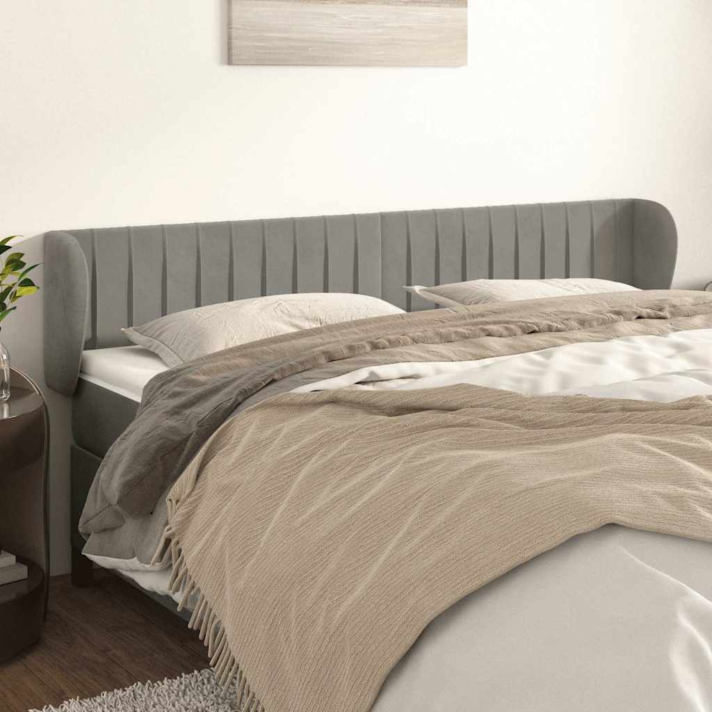 Vidaxl hoofdbord met randen 163x23x78 88 cm fluweel lichtgrijs