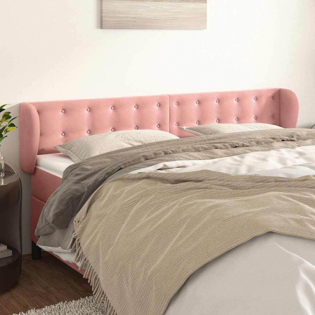 Vidaxl hoofdbord met randen 183x23x78 88 cm fluweel roze