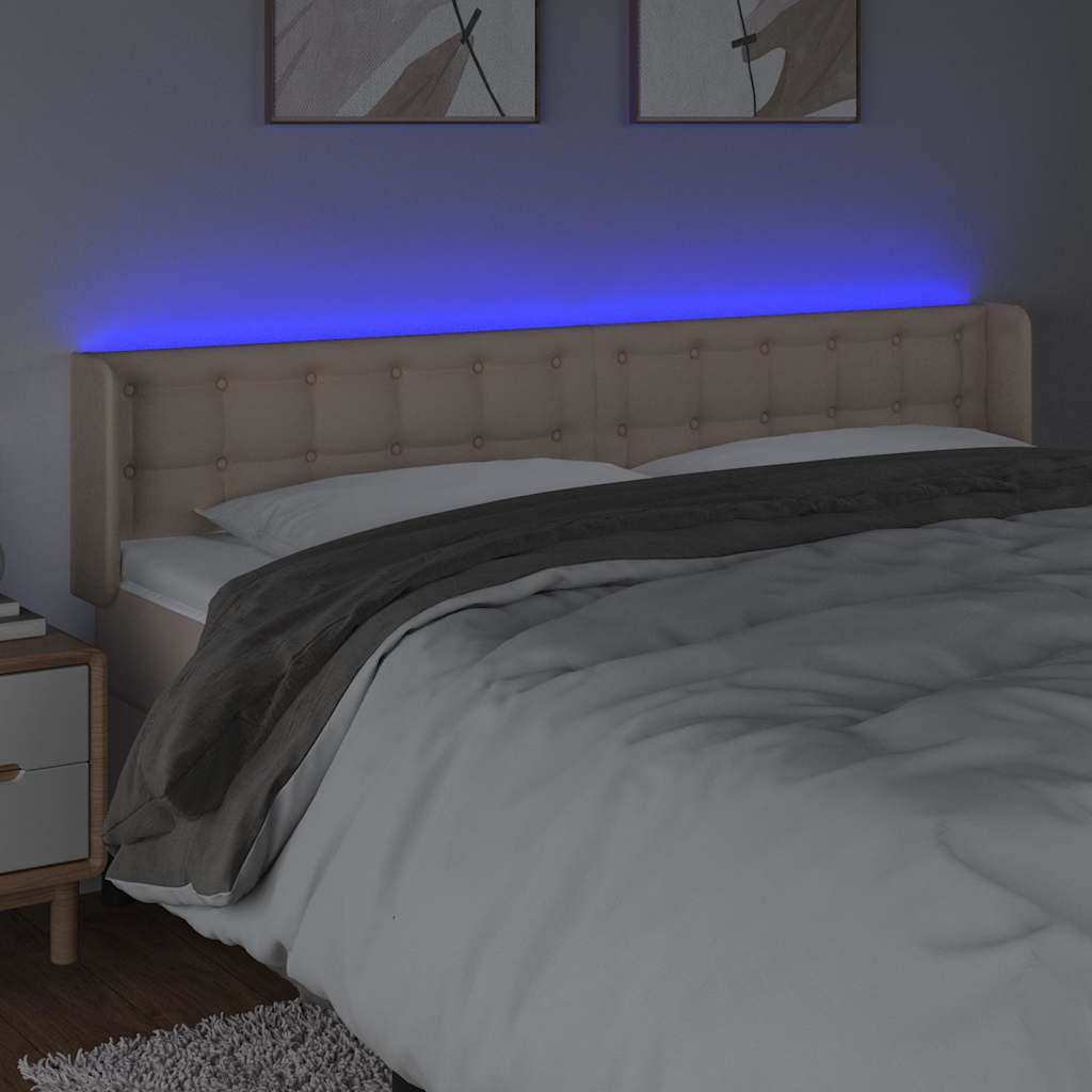 Vidaxl hoofdbord led 163x16x78 88 cm kunstleer cappuccinokleurig