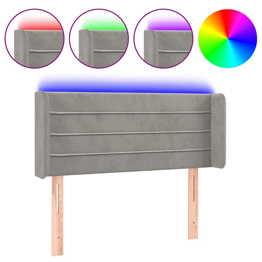 Vidaxl hoofdbord led 103x16x78 88 cm fluweel lichtgrijs