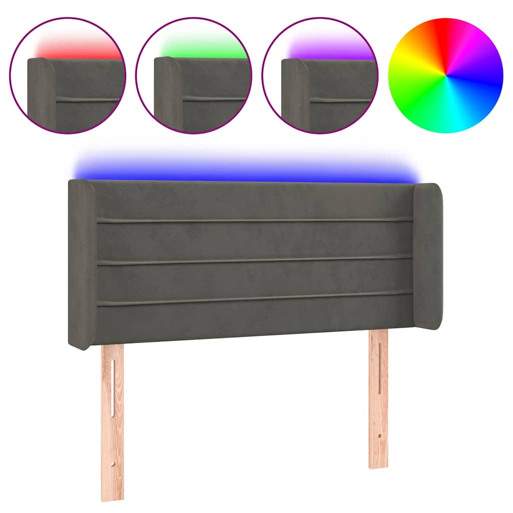 Vidaxl hoofdbord led 103x16x78 88 cm fluweel donkergrijs