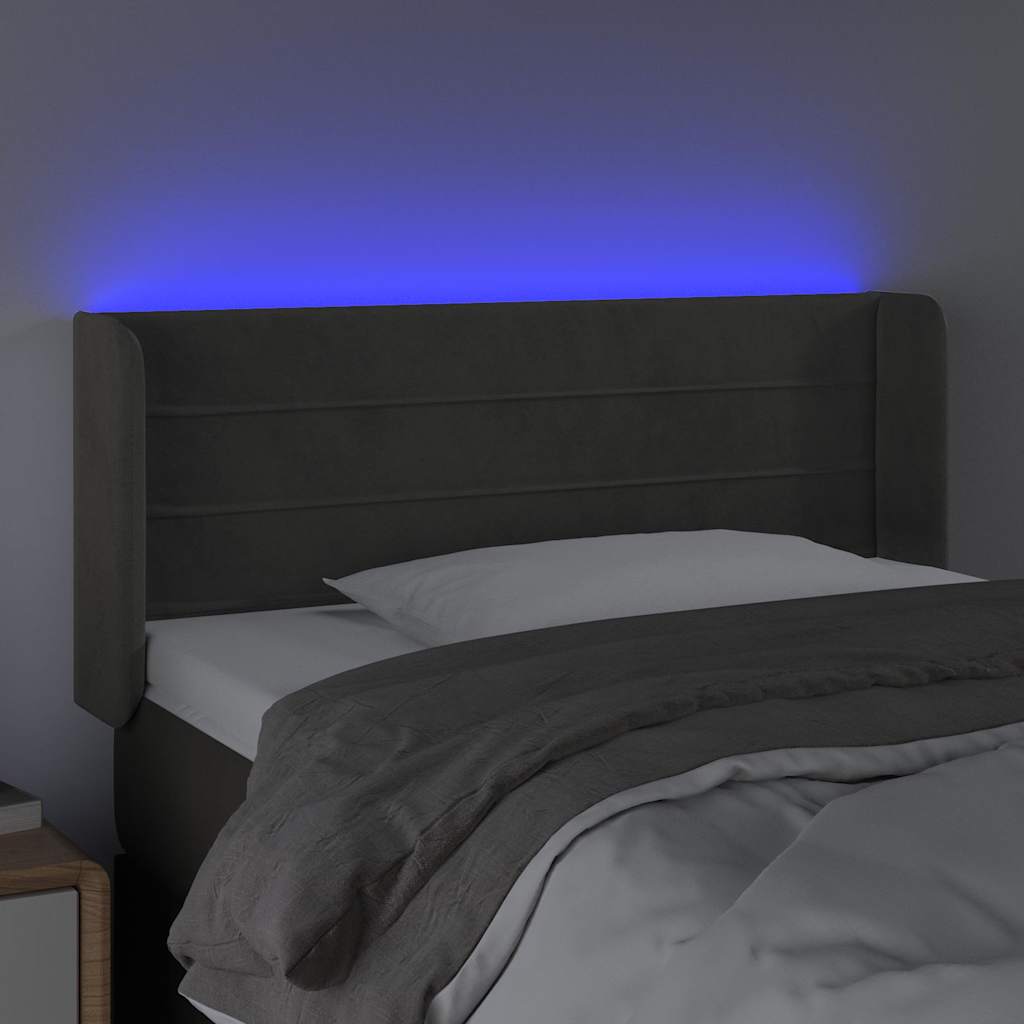 Vidaxl hoofdbord led 103x16x78 88 cm fluweel donkergrijs