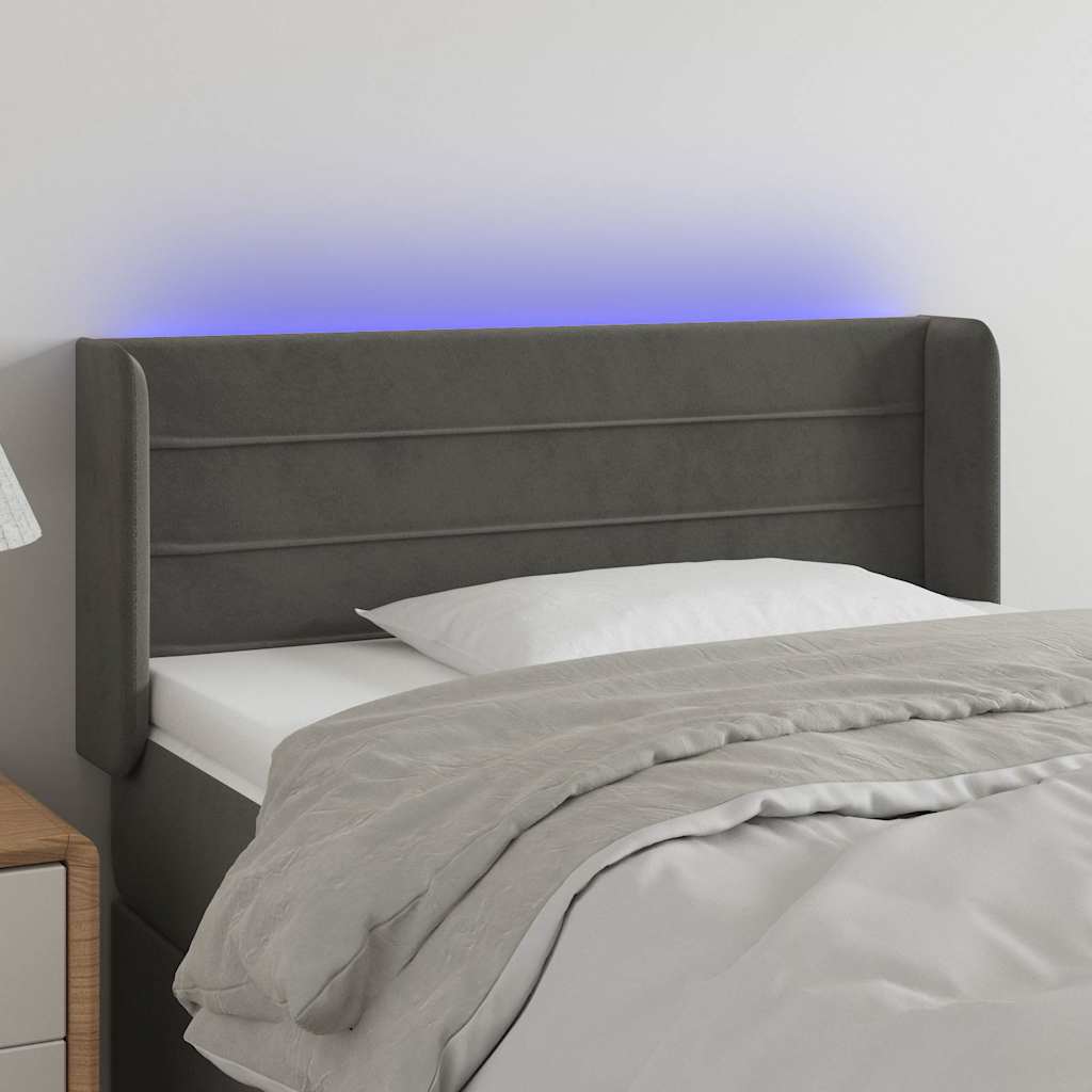 Vidaxl hoofdbord led 103x16x78 88 cm fluweel donkergrijs