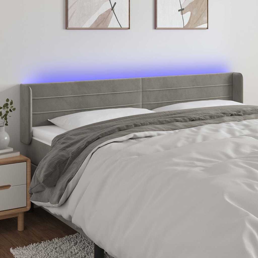 Vidaxl hoofdbord led 163x16x78 88 cm fluweel lichtgrijs