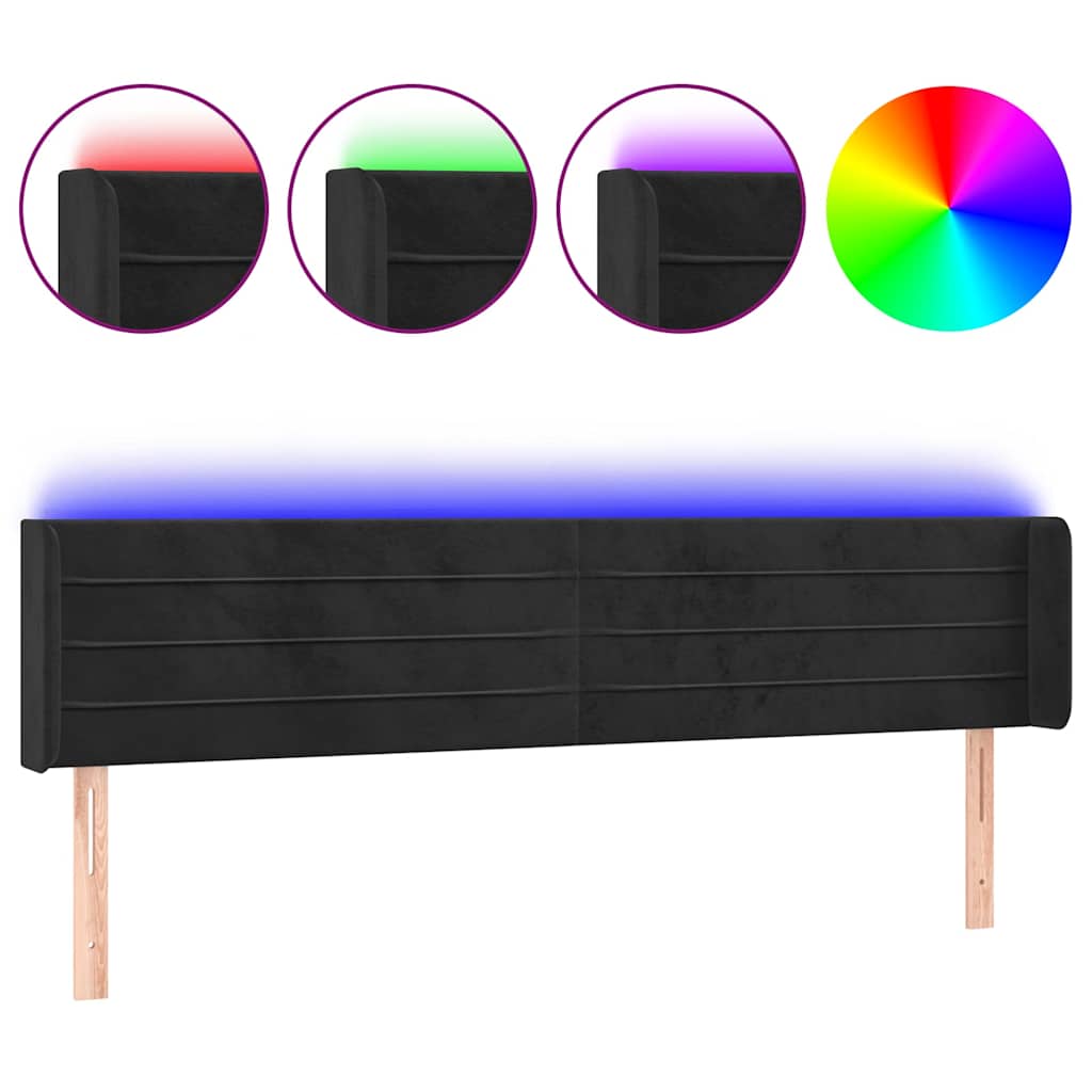 Vidaxl hoofdbord led 163x16x78 88 cm fluweel zwart