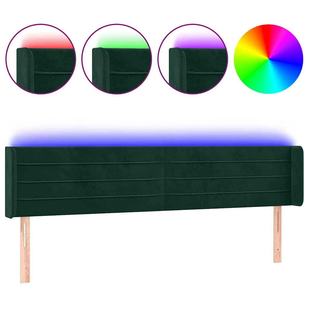 Vidaxl hoofdbord led 163x16x78 88 cm fluweel donkergroen