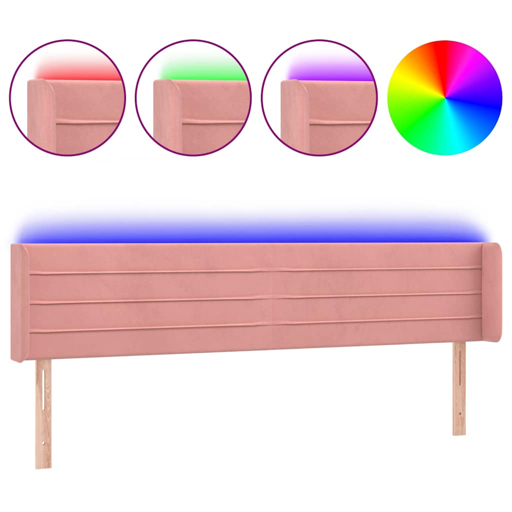 Vidaxl hoofdbord led 163x16x78 88 cm fluweel roze