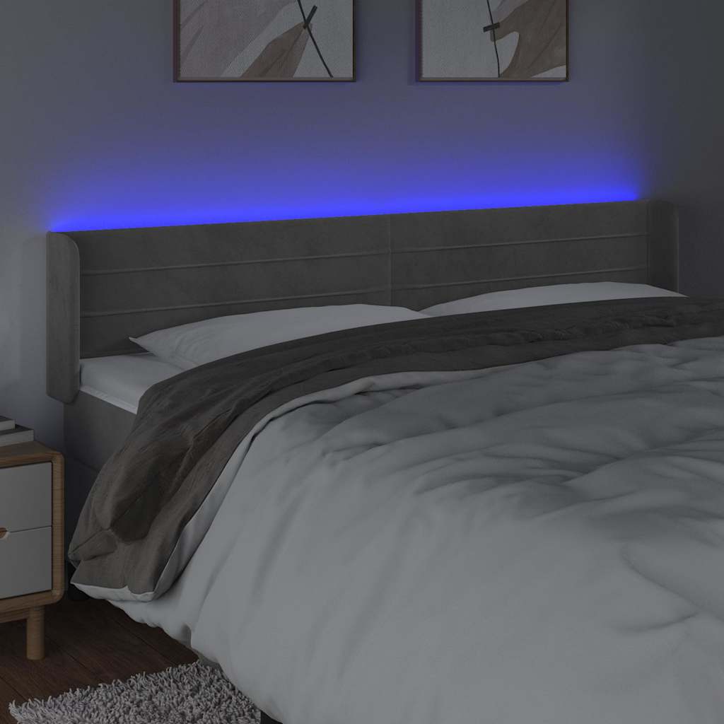 Vidaxl hoofdbord led 183x16x78 88 cm fluweel lichtgrijs