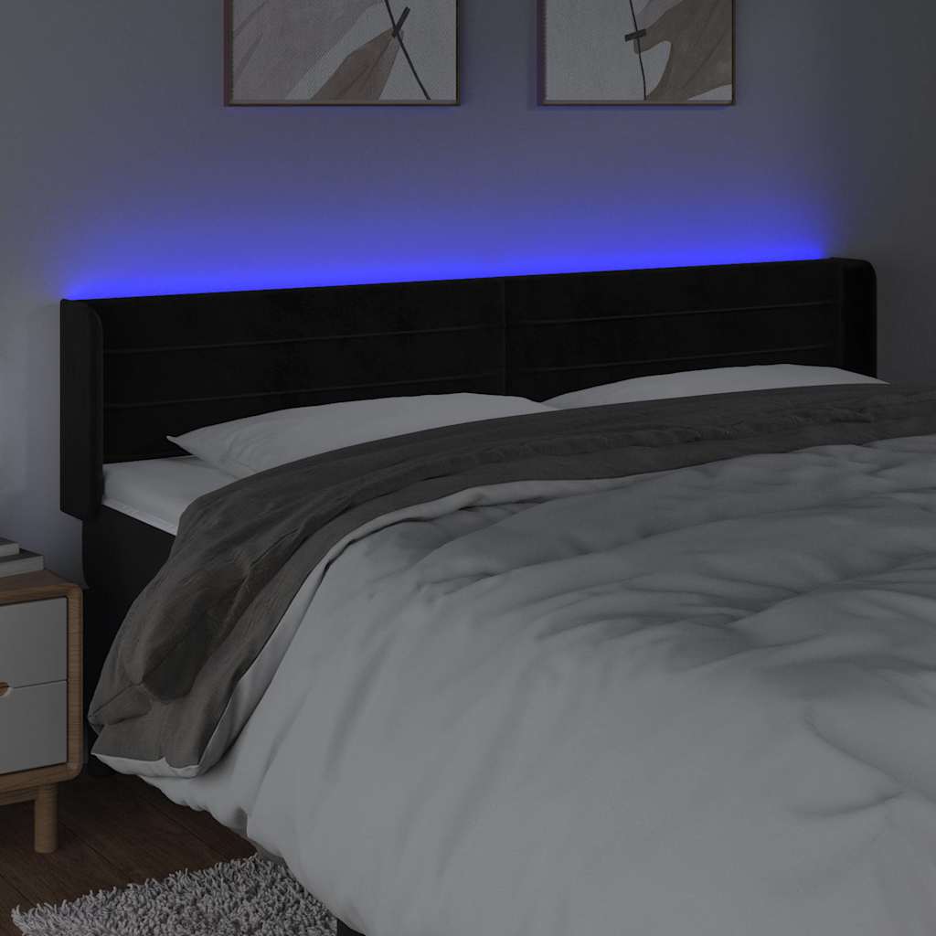 Vidaxl hoofdbord led 183x16x78 88 cm fluweel zwart