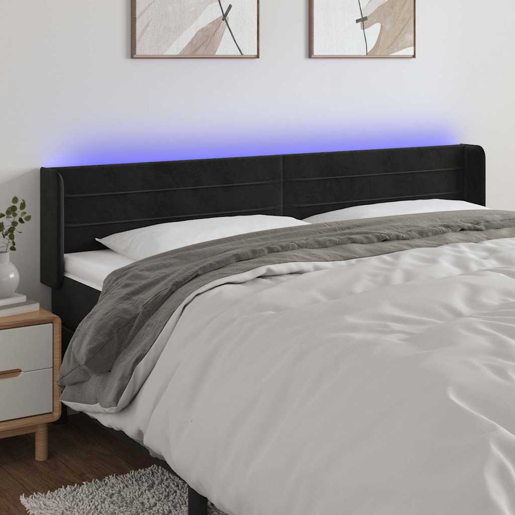 Vidaxl hoofdbord led 183x16x78 88 cm fluweel zwart