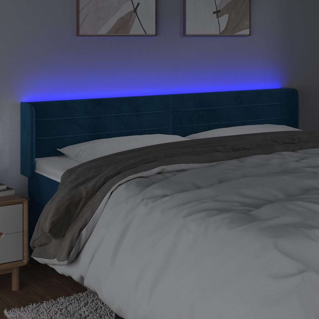 Vidaxl hoofdbord led 183x16x78 88 cm fluweel donkerblauw