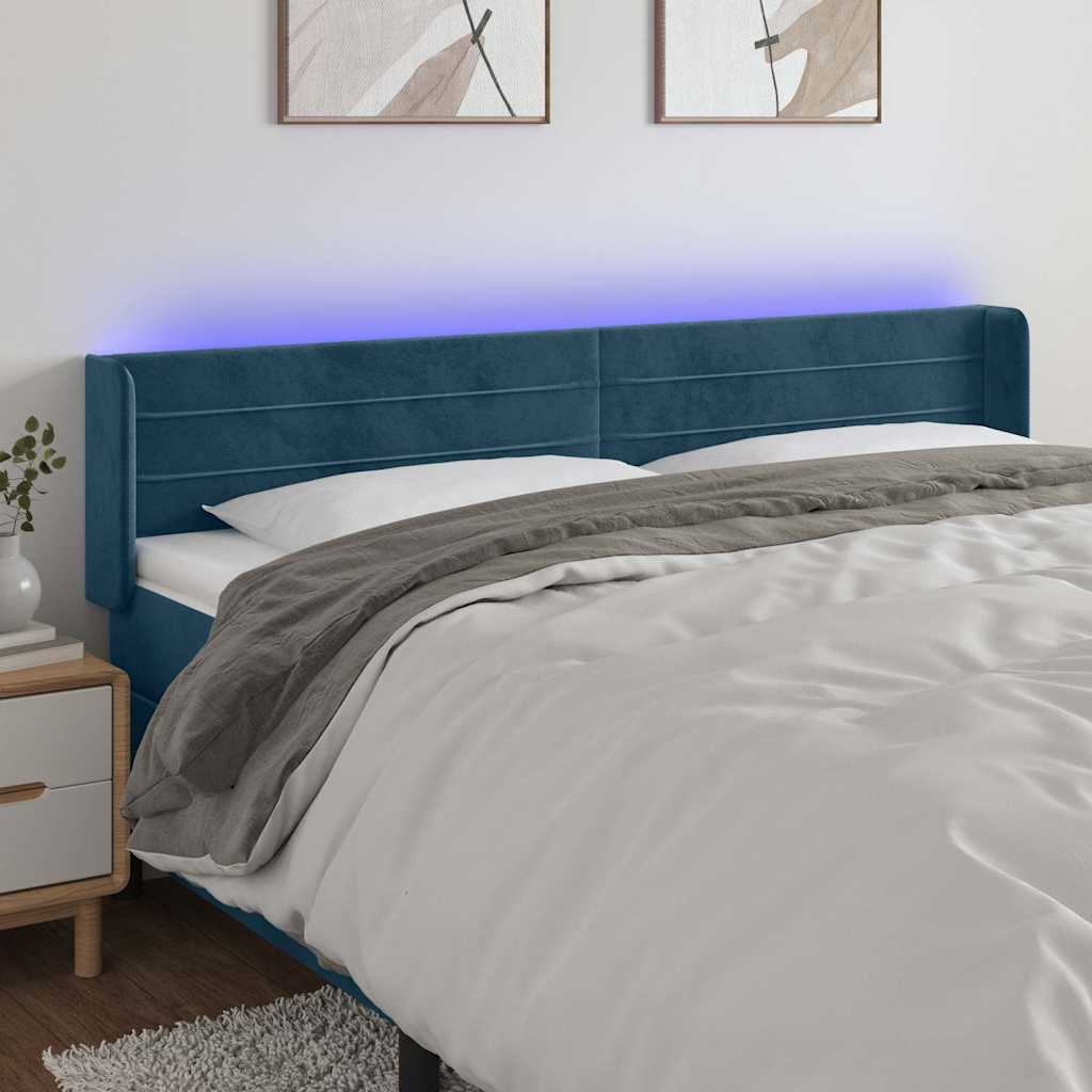 Vidaxl hoofdbord led 183x16x78 88 cm fluweel donkerblauw