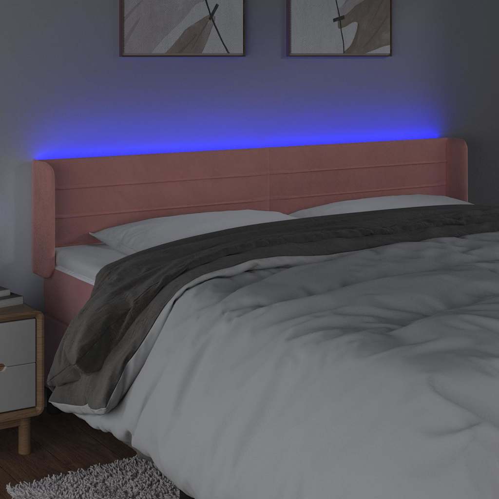 Vidaxl hoofdbord led 183x16x78 88 cm fluweel roze