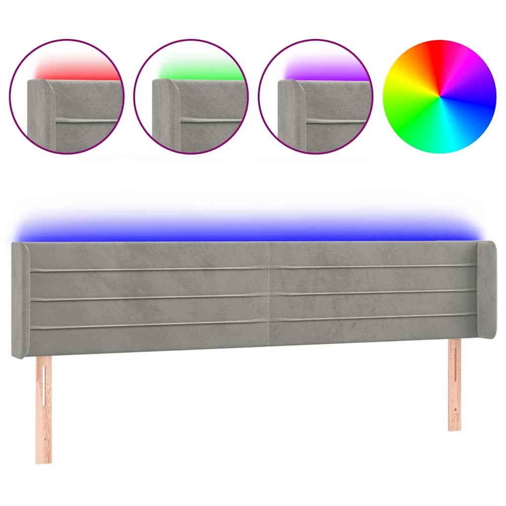Vidaxl hoofdbord led 203x16x78 88 cm fluweel lichtgrijs