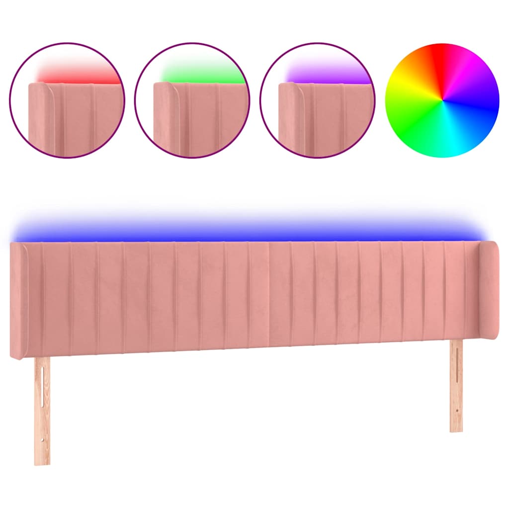 Vidaxl hoofdbord led 163x16x78 88 cm fluweel roze