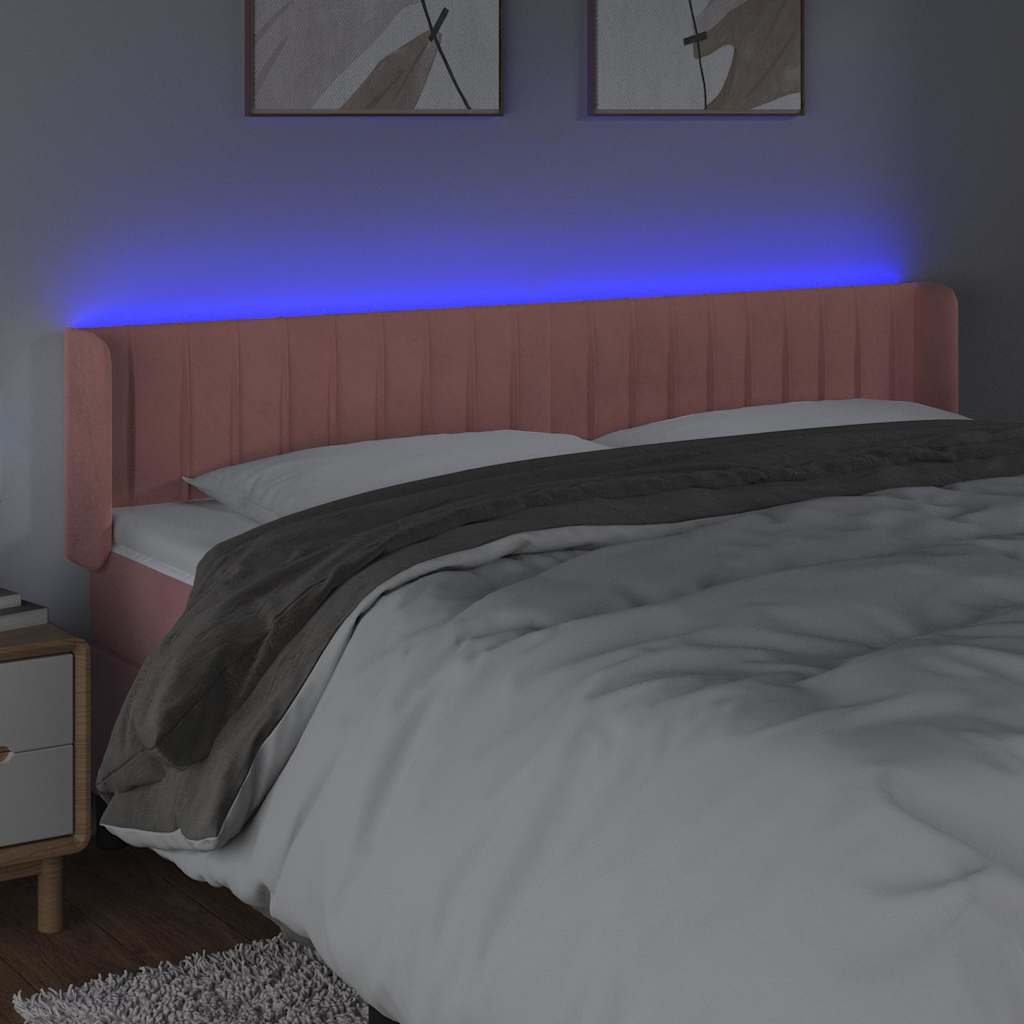 Vidaxl hoofdbord led 163x16x78 88 cm fluweel roze