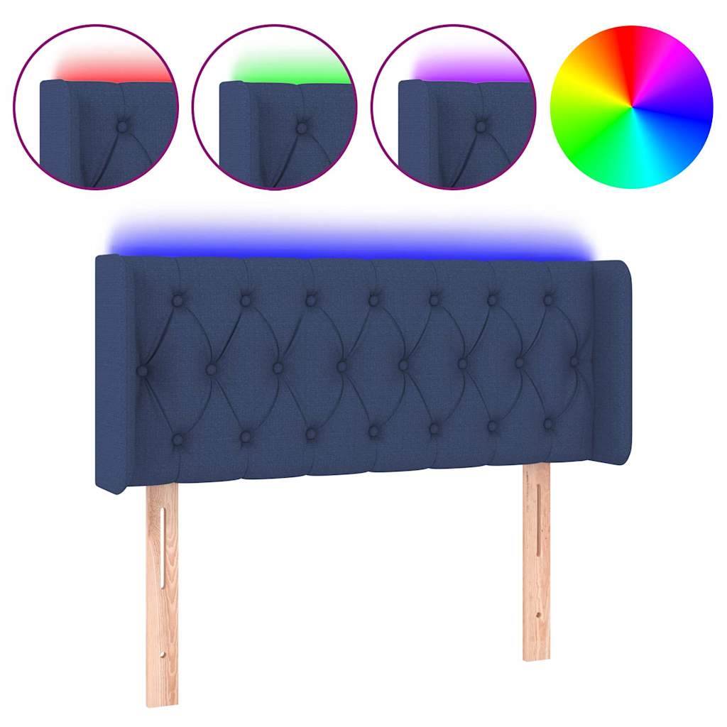 Vidaxl hoofdbord led 93x16x78 88 cm stof blauw