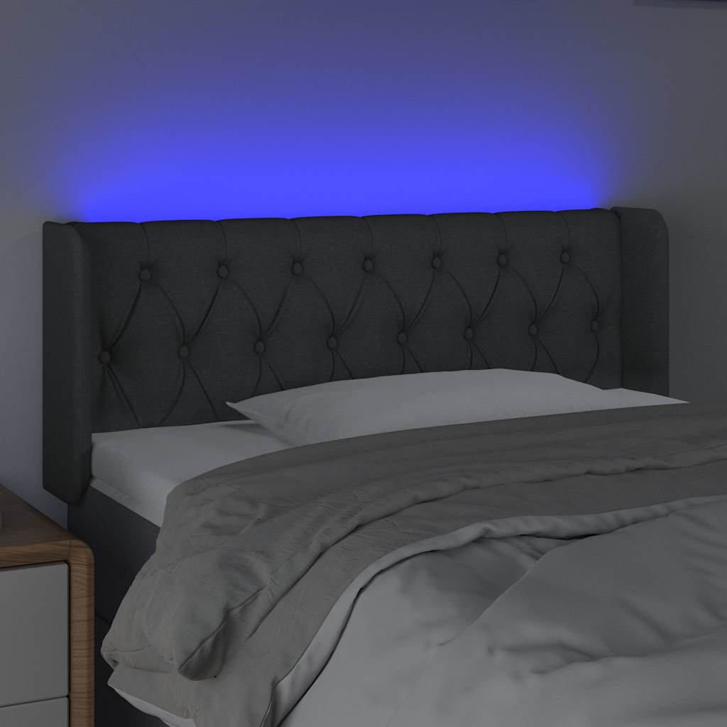Vidaxl hoofdbord led 103x16x78 88 cm stof donkergrijs