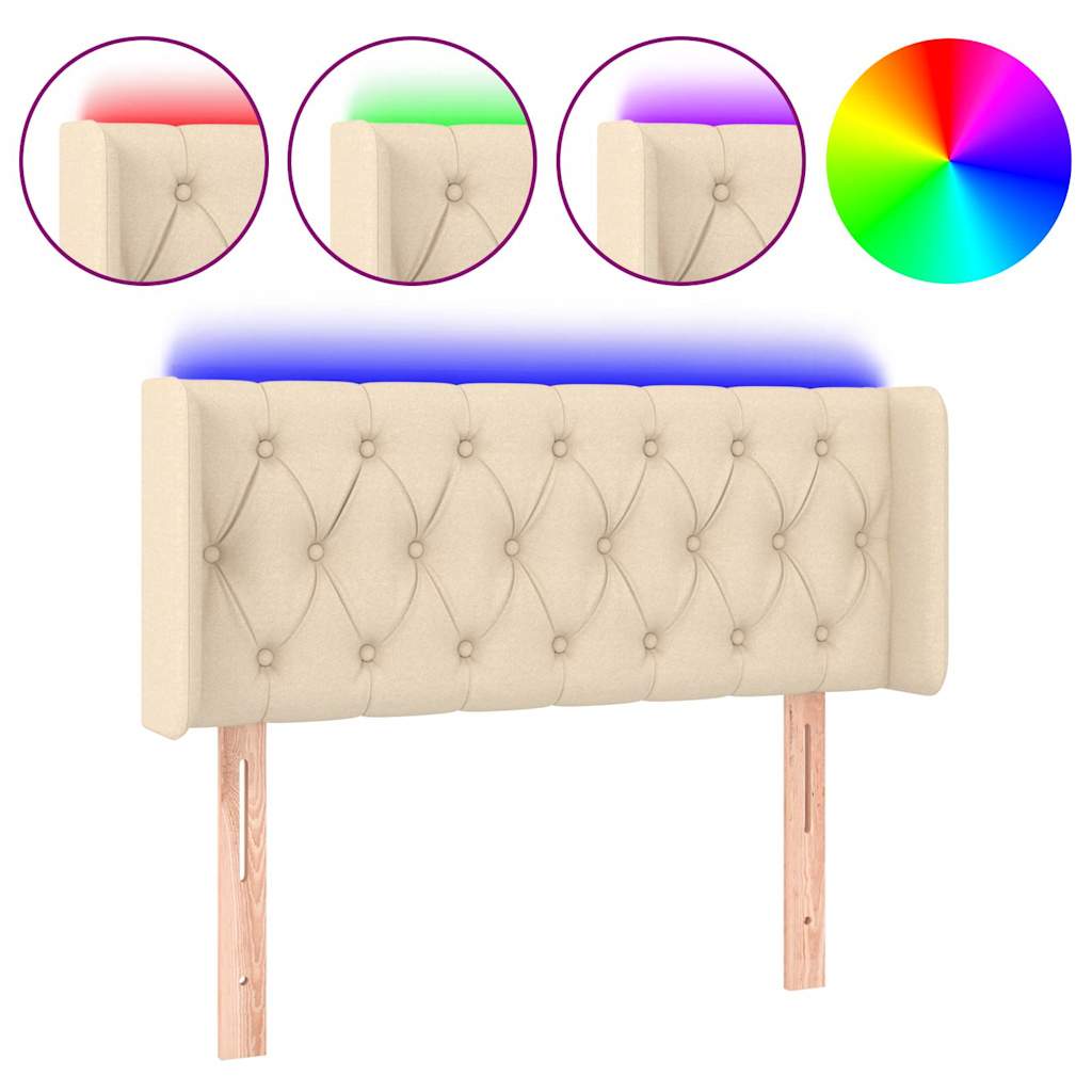 Vidaxl hoofdbord led 103x16x78 88 cm stof crèmekleurig