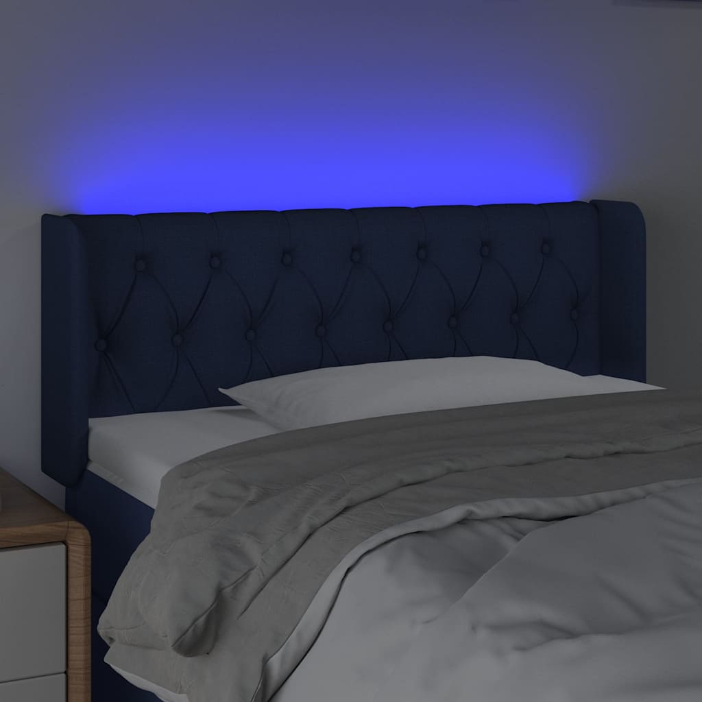 Vidaxl hoofdbord led 103x16x78 88 cm stof blauw