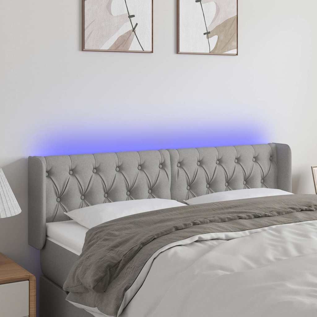 Vidaxl hoofdbord led 147x16x78 88 cm stof lichtgrijs