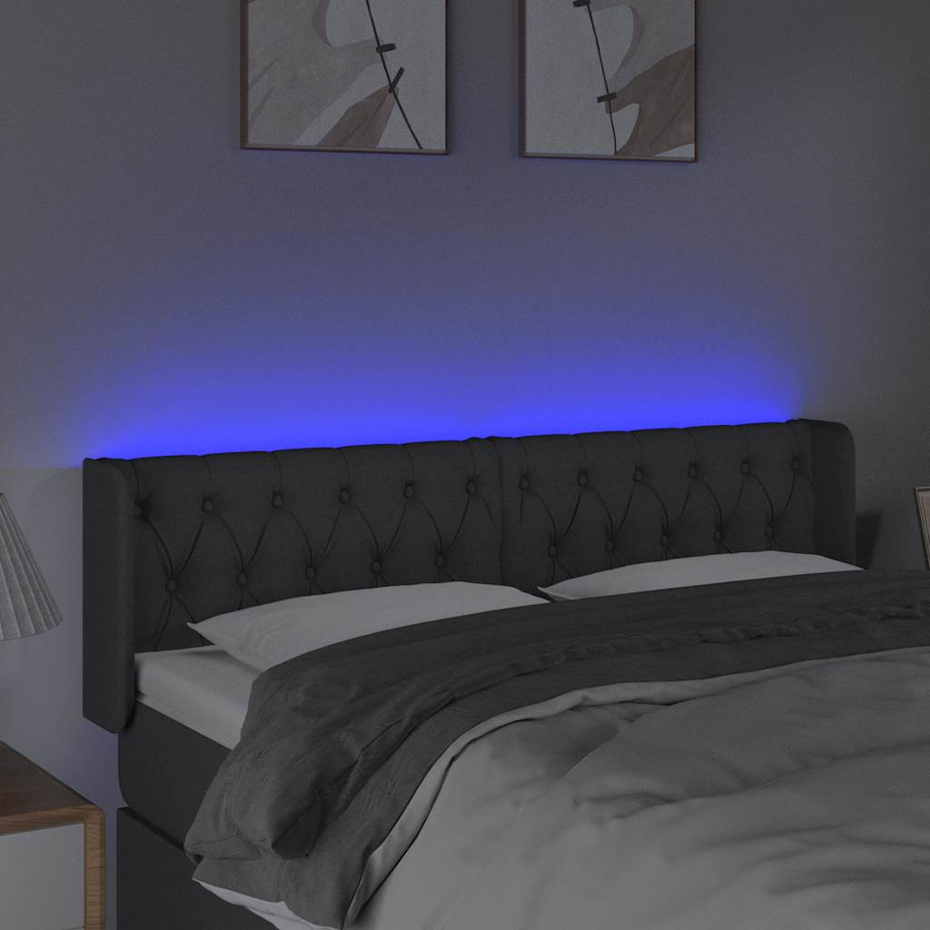 Vidaxl hoofdbord led 147x16x78 88 cm stof donkergrijs