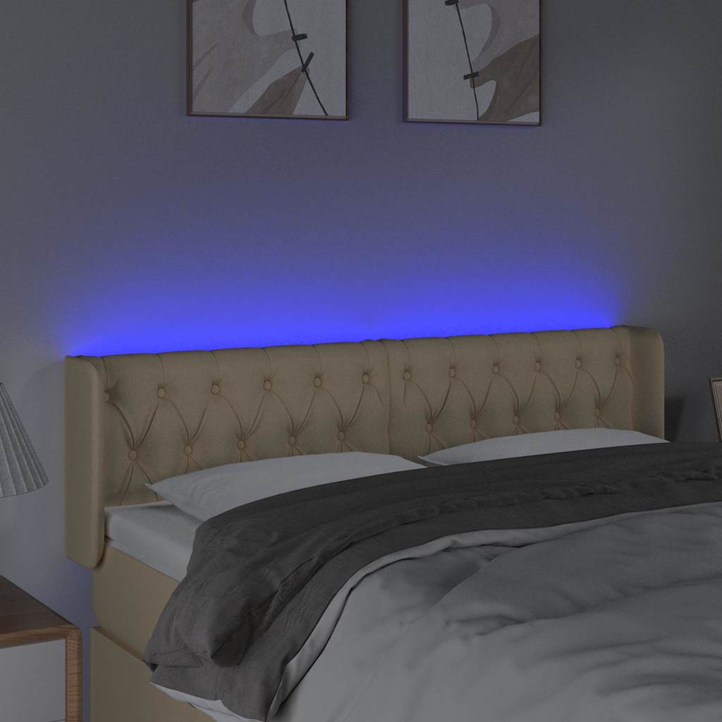 Vidaxl hoofdbord led 163x16x78 88 cm stof crèmekleurig
