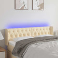 Vidaxl hoofdbord led 163x16x78 88 cm stof crèmekleurig