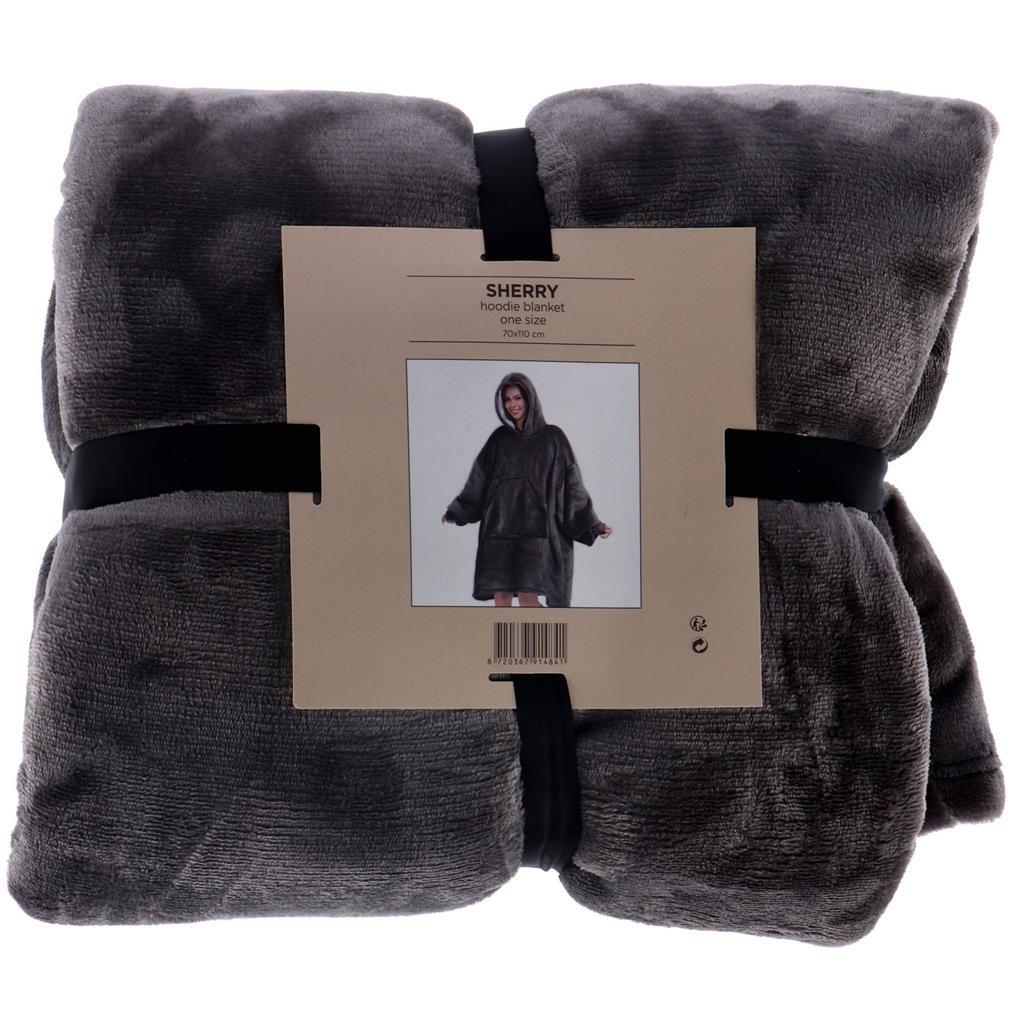 Merkloos sans marque overige merken hoodie plaid sherry 70x110 cm charcoal grey