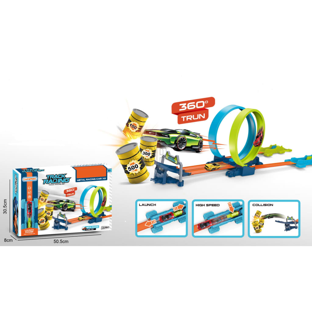 Tender Toys Auto RaceBaan Looping-Spielset mit 2 Autos