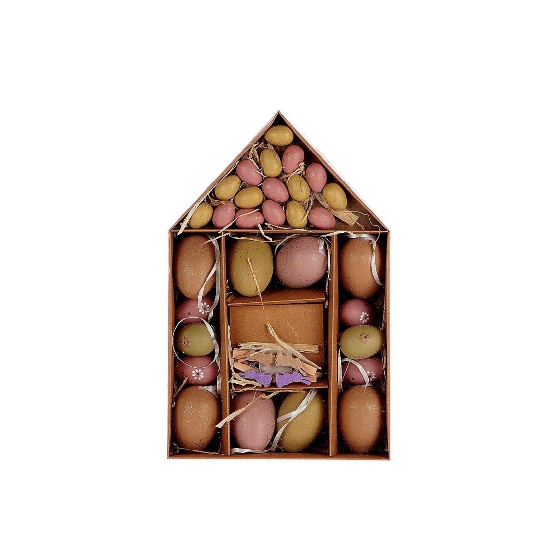 Hbx natural living paasei roze in kartonnen huisje