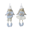 Decoris kersthanger engel blauw wit 8x3x16cm