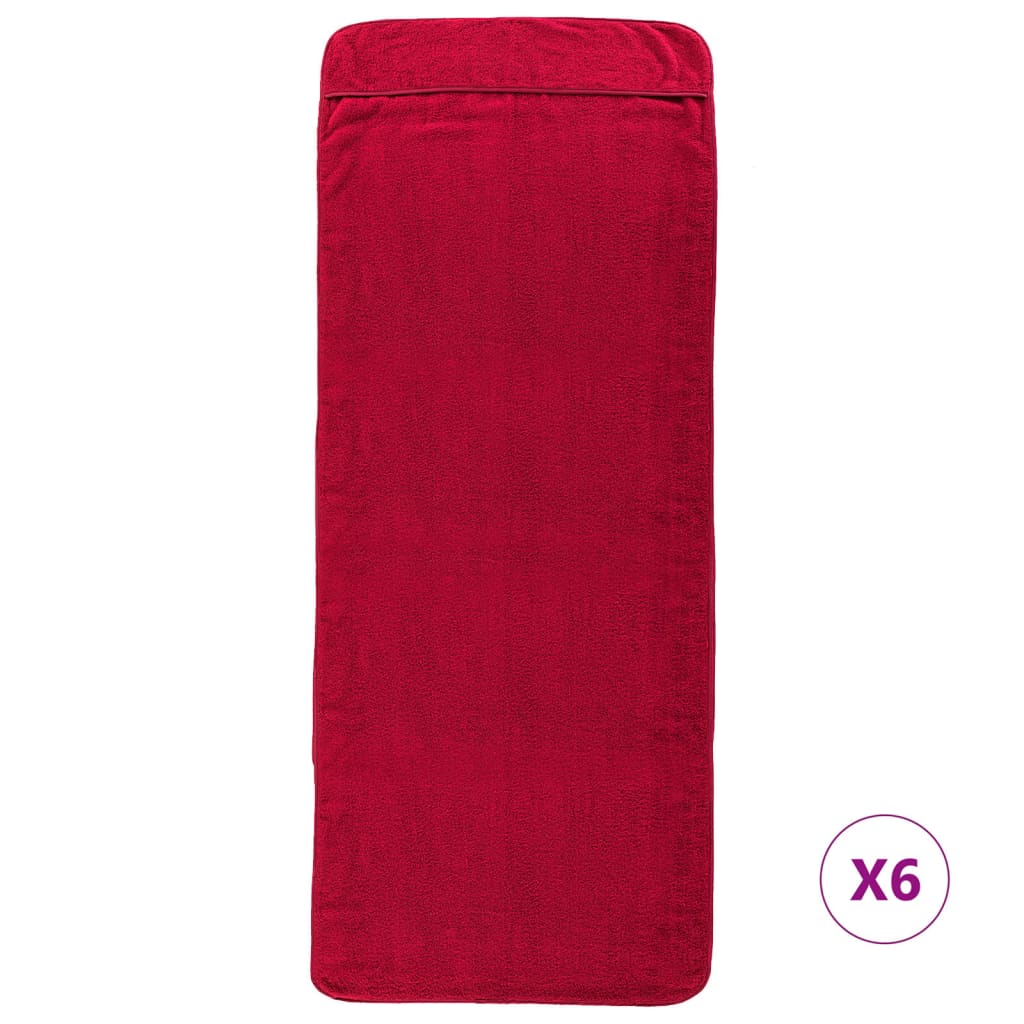 Vidaxl strandhanddoeken 6 st 400 g m² 60x135 cm stof bordeauxrood