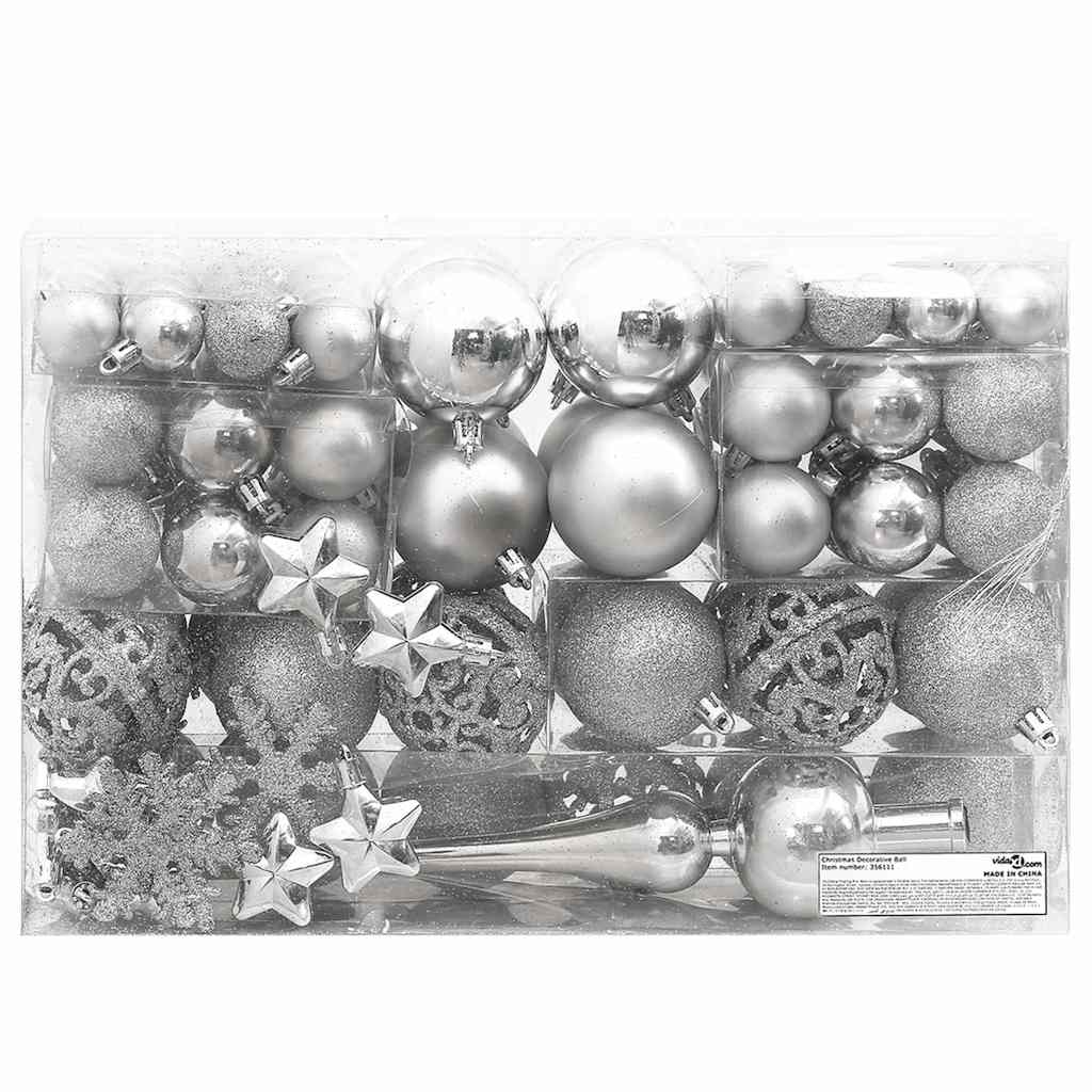 Vidaxl 111-delige kerstballenset polystyreen zilverkleurig