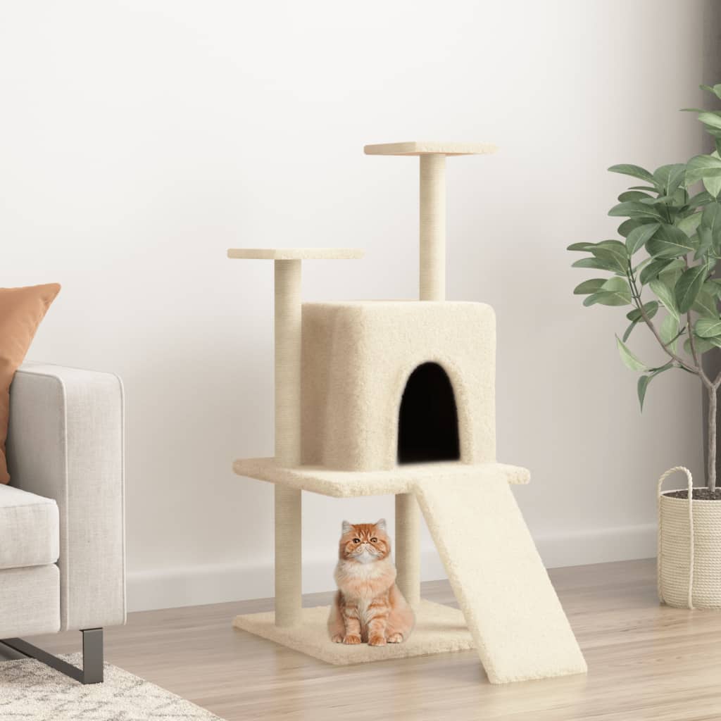 Vidaxl -Katzenmöbel mit Sisal -Kratzerpfosten 110 cm Creme -Farbig