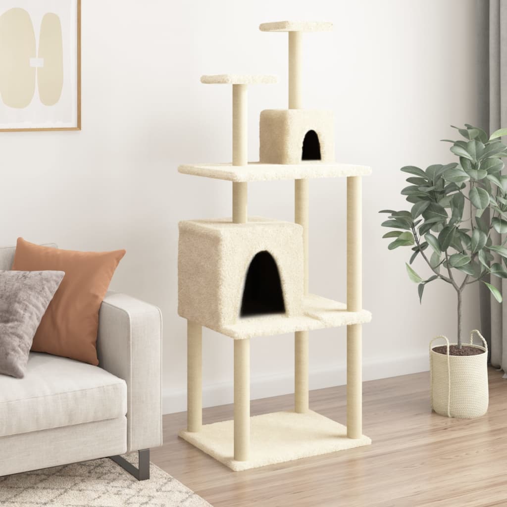 Vidaxl -Katzenmöbel mit Sisal -Kratzerpfosten 167 cm creme - geliert