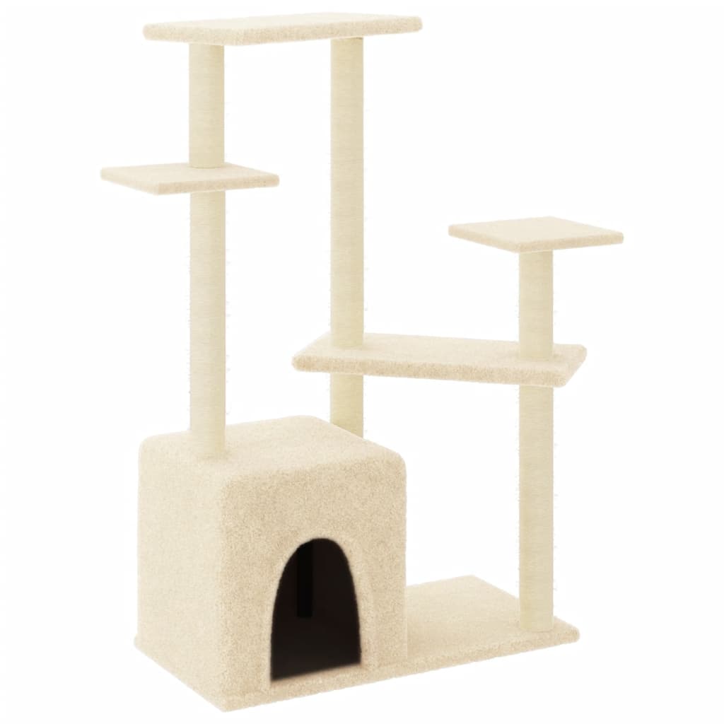 Vidaxl -Katzenmöbel mit Sisal -Kratzer -Pfosten 107,5 cm cremefarben
