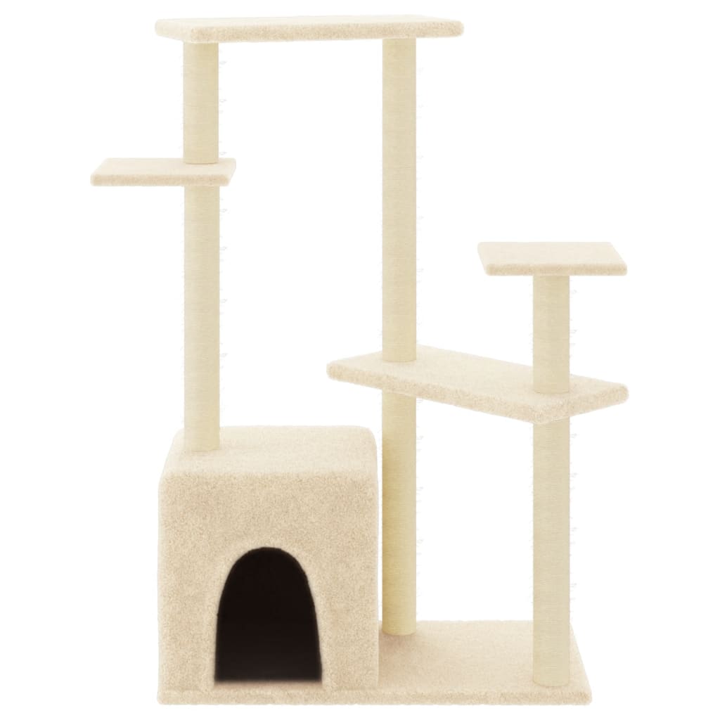Vidaxl -Katzenmöbel mit Sisal -Kratzer -Pfosten 107,5 cm cremefarben