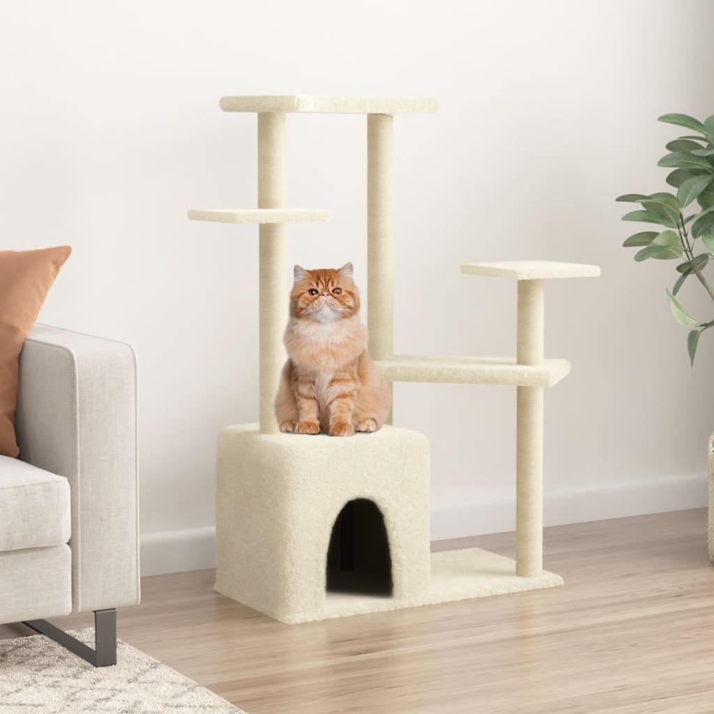 Vidaxl -Katzenmöbel mit Sisal -Kratzer -Pfosten 107,5 cm cremefarben
