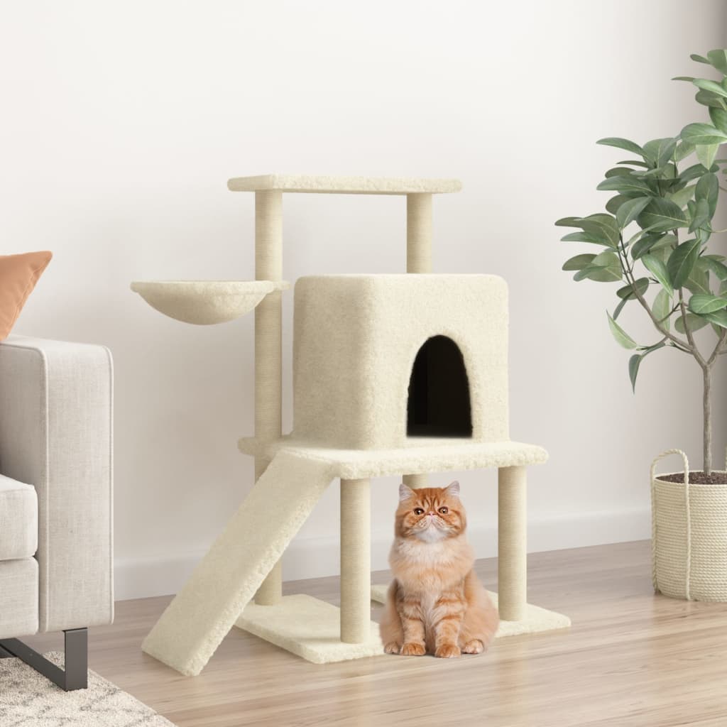 Vidaxl-Katzenmöbel mit Sisal-Kratzerposten 96,5 cm cremefarben