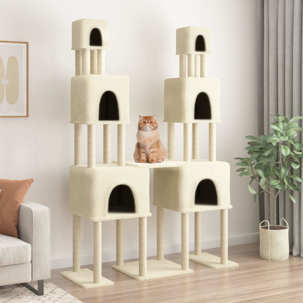 Vidaxl -Katzenmöbel mit Sisal -Kratzer -Pfosten 199 cm creme - geliert