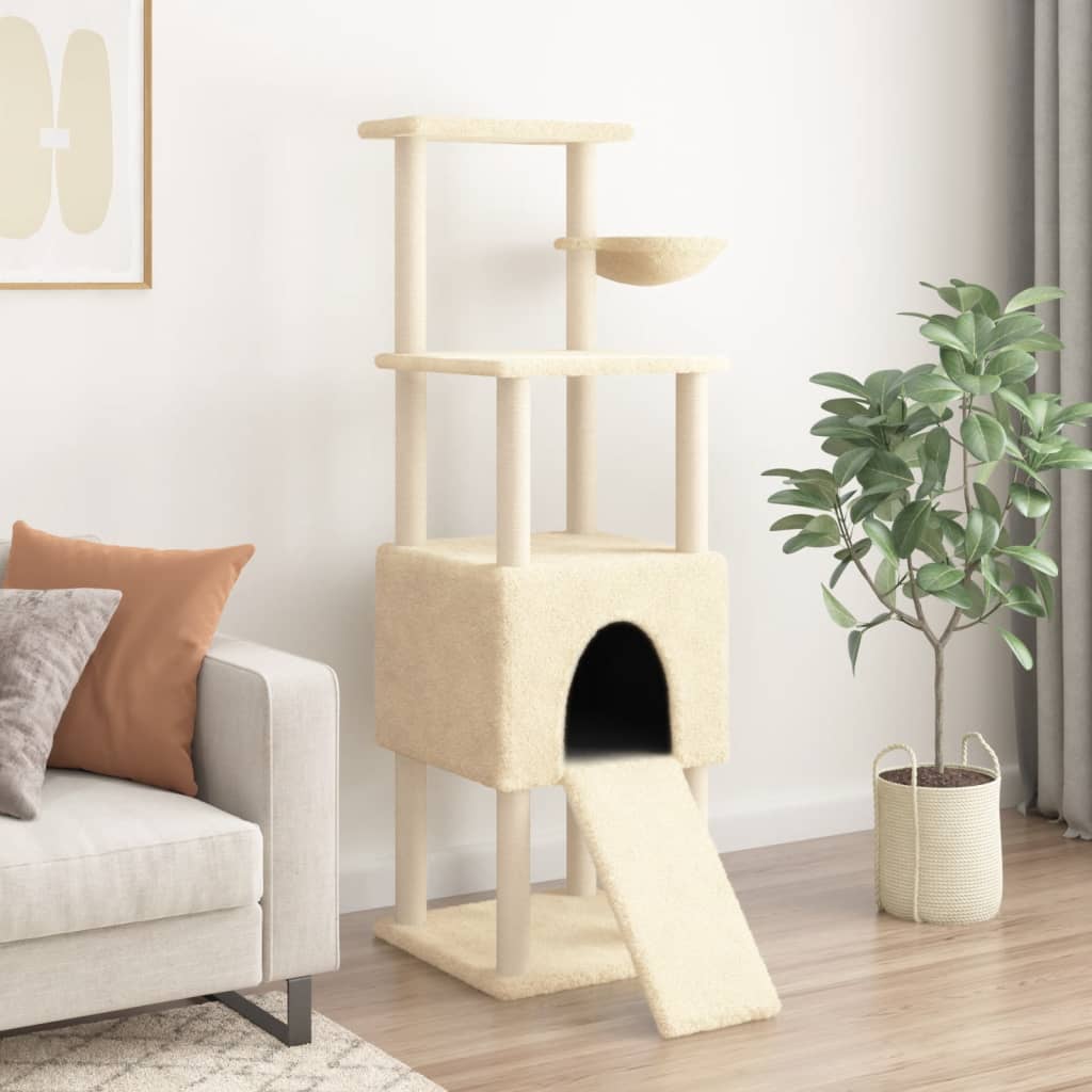 Vidaxl -Katzenmöbel mit Sisal -Kratzerpfosten 153 cm creme - geliert