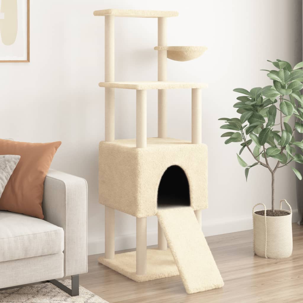 Vidaxl -Katzenmöbel mit Sisal -Kratzerpfosten 153 cm creme - geliert